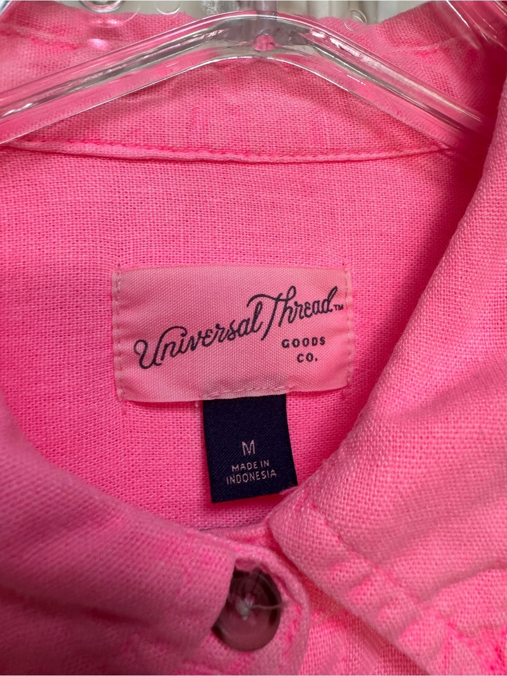 Pink Button-Up Collared Top - Picture 3 of 3